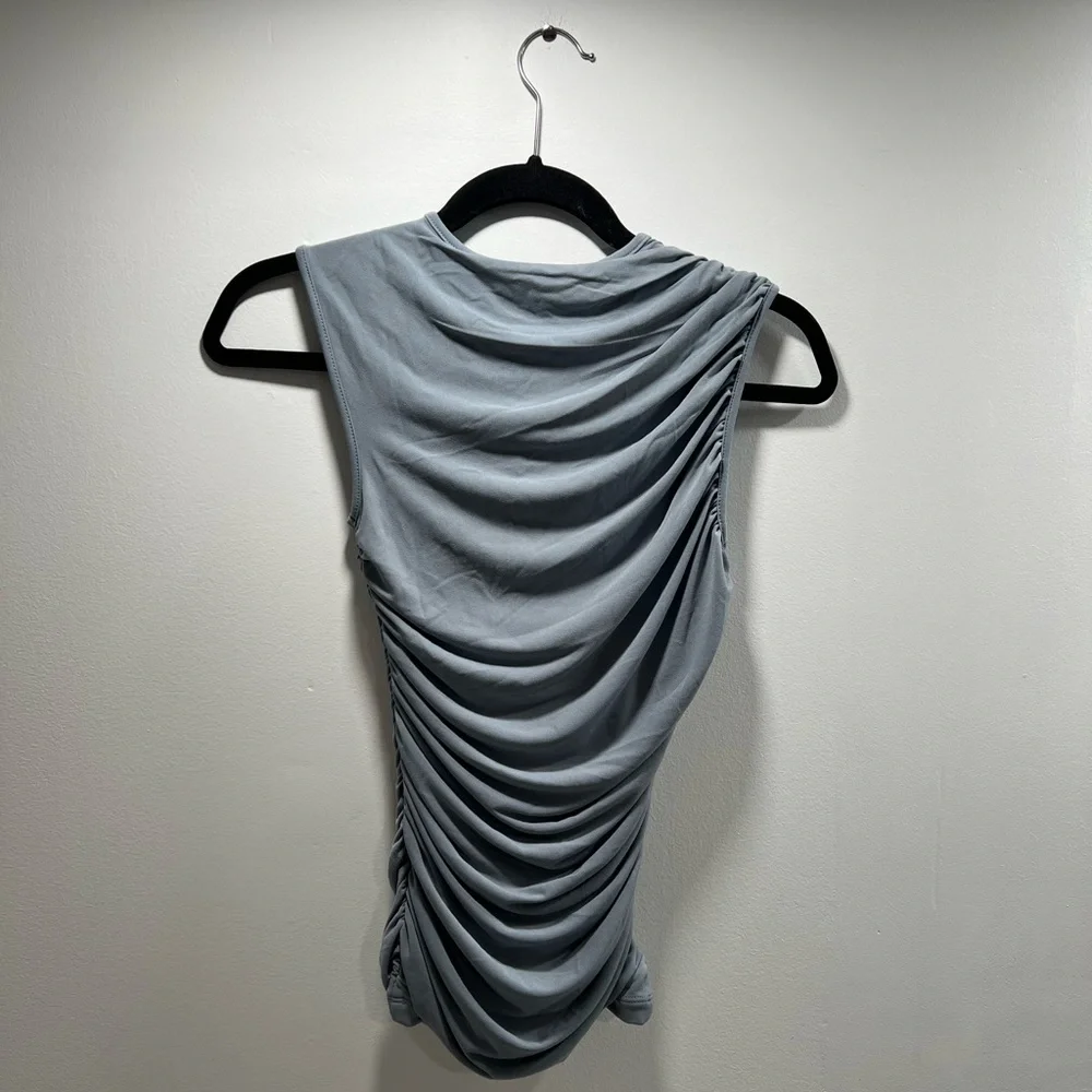 J.Crew Light Slate Ruched Sleeveless Shell - Picture 4 of 7